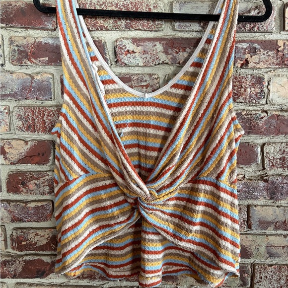 Altar'd State Striped Twist Back Tank Top Multicolor Knit Boho Summer SizeL - Picture 4 of 4